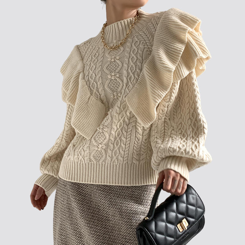 Ruffled subtemine sweater